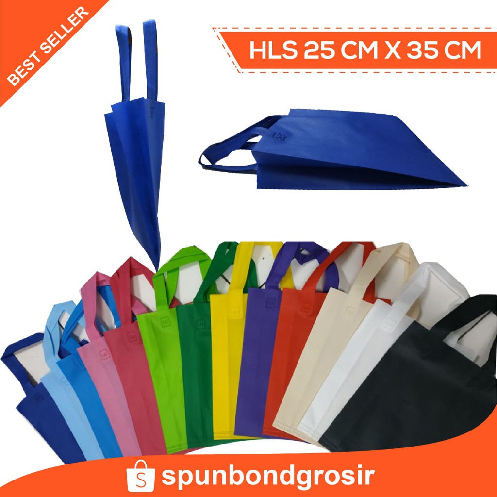 

(25x35x10) HLS Goodie bag Tas kain spunbond / handle lipat samping