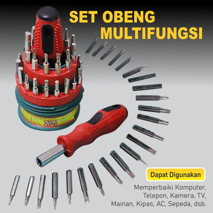 Obeng Set Screwdriver Sevice Tool Kit Lengkap 31in1 Perlengkapan Perkakas Elektronik Import - GJ-17 - 88Blanketstore