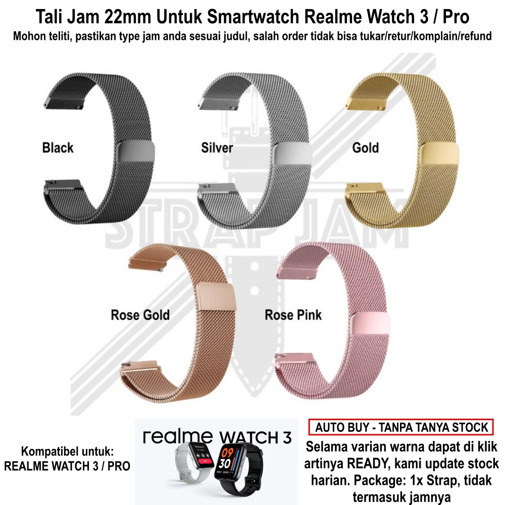 Tali Jam Realme Watch 3 / Pro 2022 - Strap 22mm Milanese Loop Magnetic