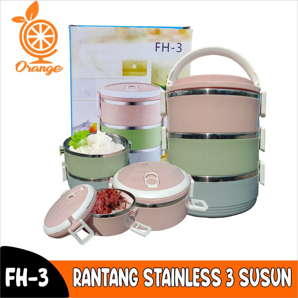 rumah_kita2020 Rantang Stainless 3 4 5 Susun Rantang Cantik Stainless Import Kedap Udara Makanan Awet Kotak Makan Lunch Box Lunch Bowl COD MURAH