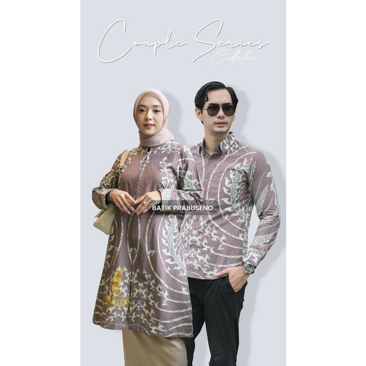 Couple Sahiba Ungu Pasangan Batik Pria Wanita Tunik Kemeja