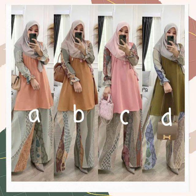 PAKAIAN WANITA TUNIK STYLE KEKINIAN BARU / sekar set (kulot dan tunik ) by dlovera