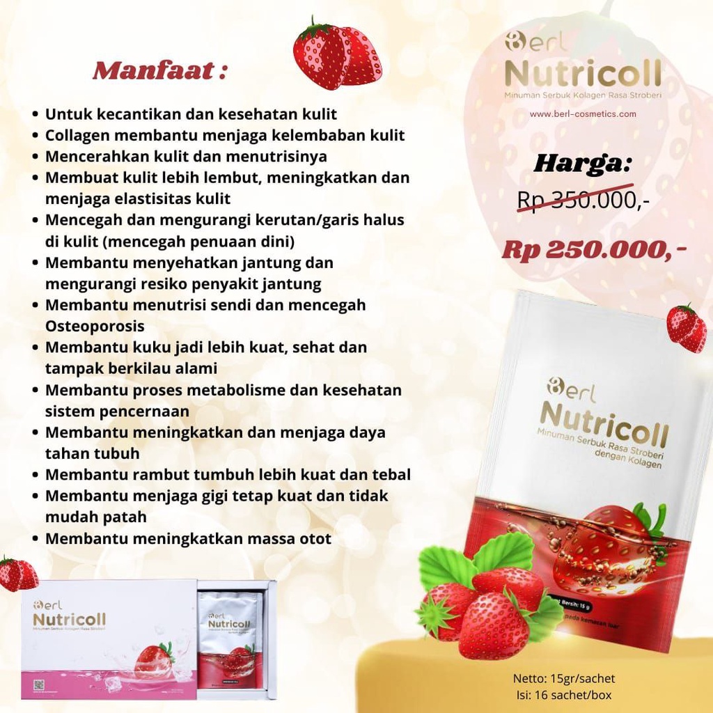 BERL NUTRICOLL MINUMAN SERBUK KOLAGEN RASA STROBERI