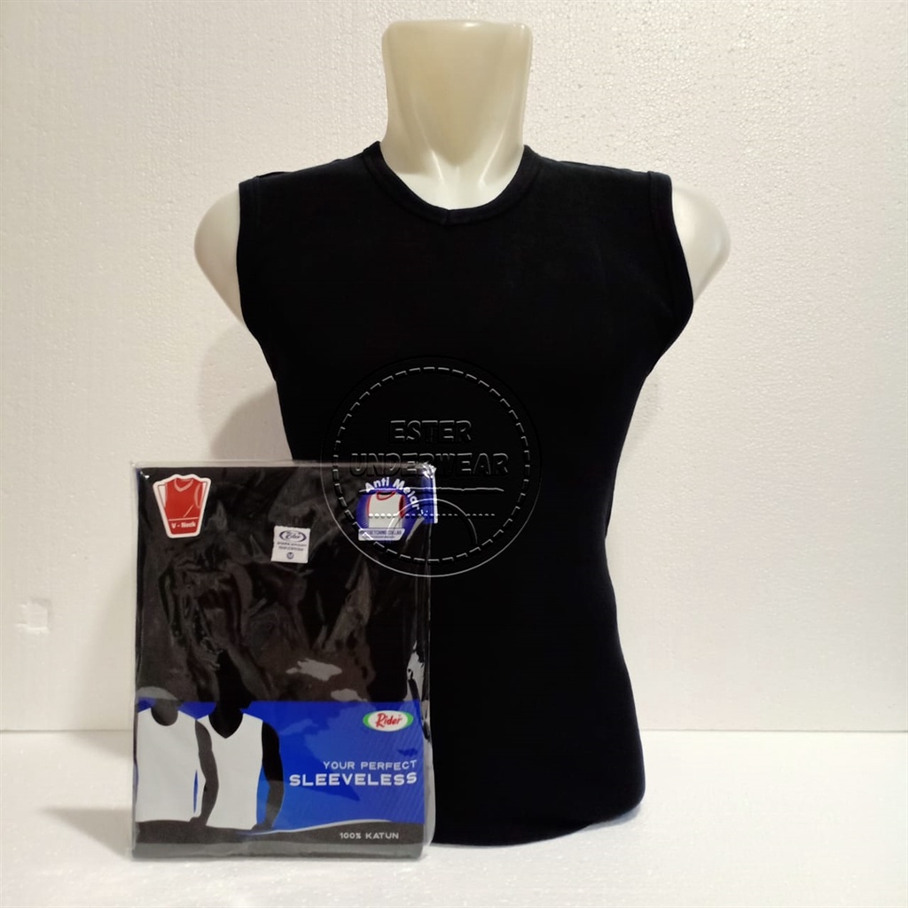 Kaos Sleeveless RIDER V-NECK R 226 HITAM ISI 1Pcs