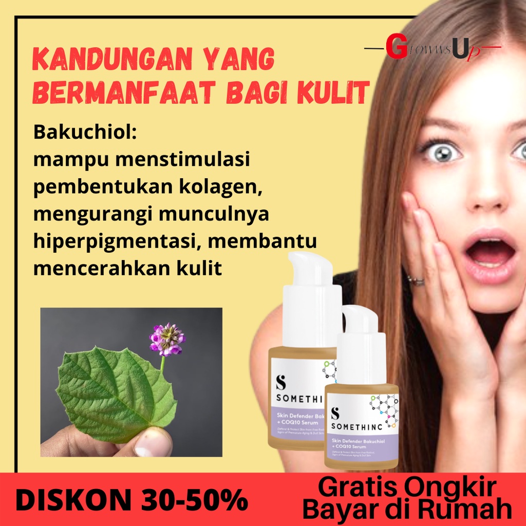 SERUM WAJAH GLOWING SOMETHINC SKIN DEFENDER BAKUCHIOL + COQ10m PERAWATAN WAJAH