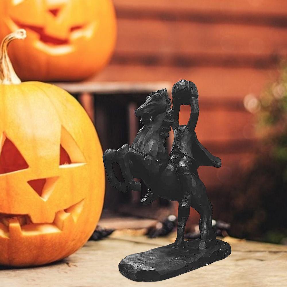 Lanfy Patung Horseman Tanpa Kepala Horror Kepala Labu Hadiah Patung DIY Ornamen Dekorasi Desktop