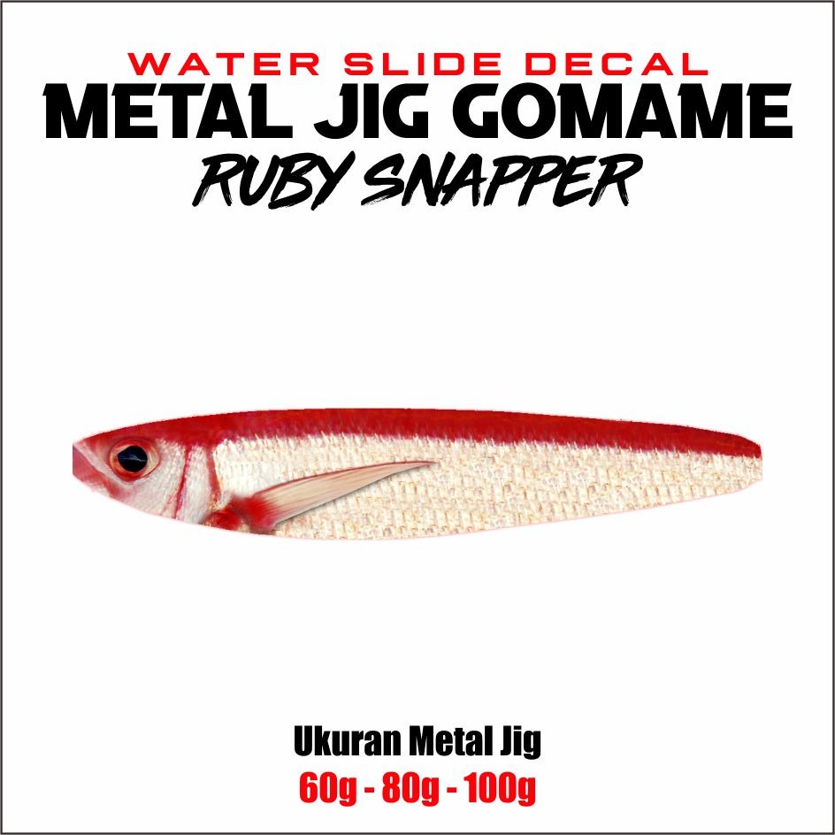 Gomame Ruby Snapper Water Slide Decal Metal Jig 60g 80g 100g