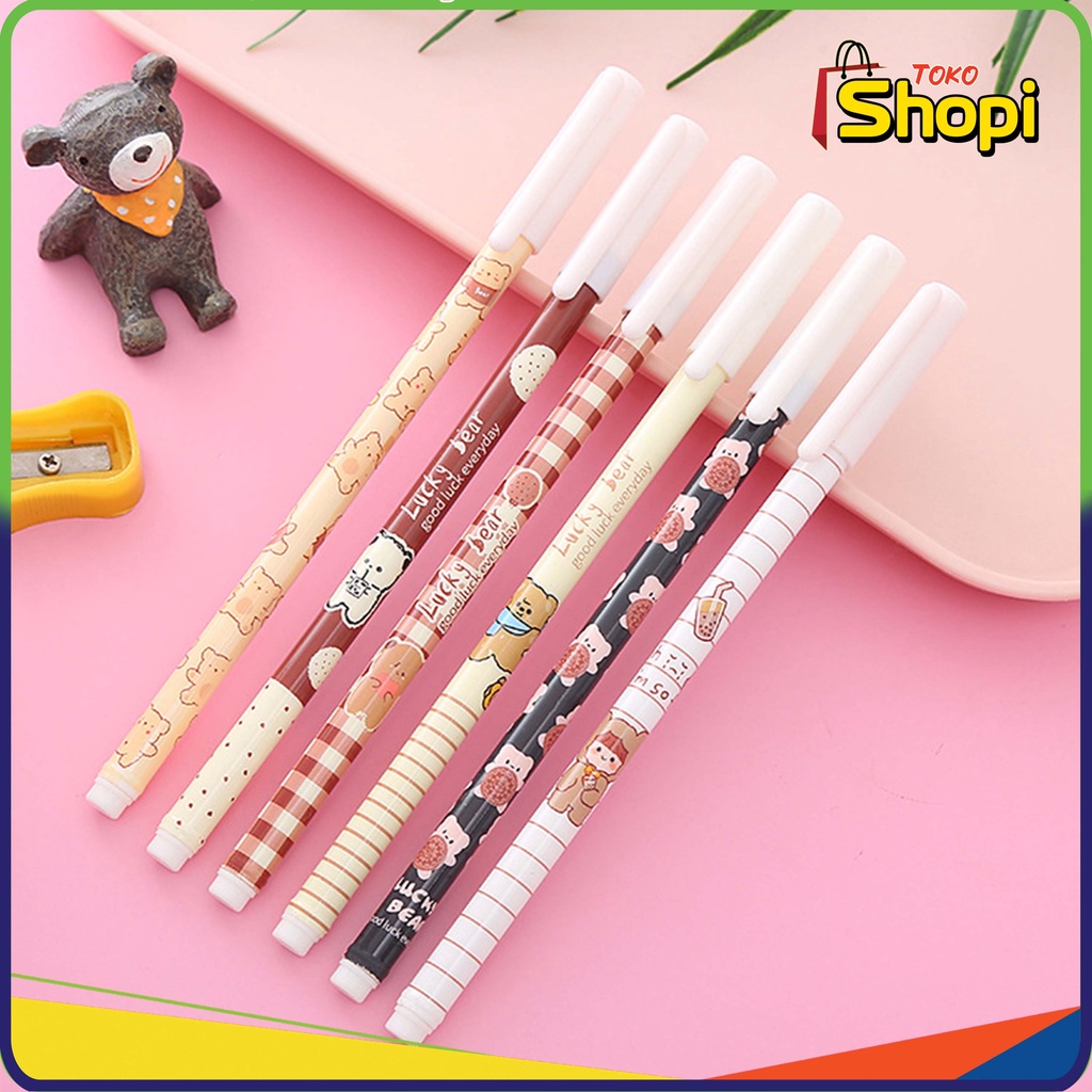 

♚ ♚Pulpen Gel Motif Cute Bear Pulpen Korea Pelajar Dan Kantor Pena Beruang Lucu Import