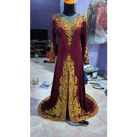 kebaya bludru pengantin/kebaya bludru ekor/kebaya bludru pengantin full payet