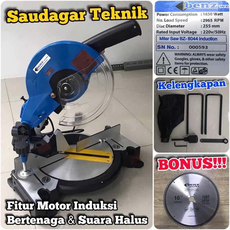 Mesin Potong Alumunium Aluminium Kayu Tulang 10 inch Miter Saw Benz