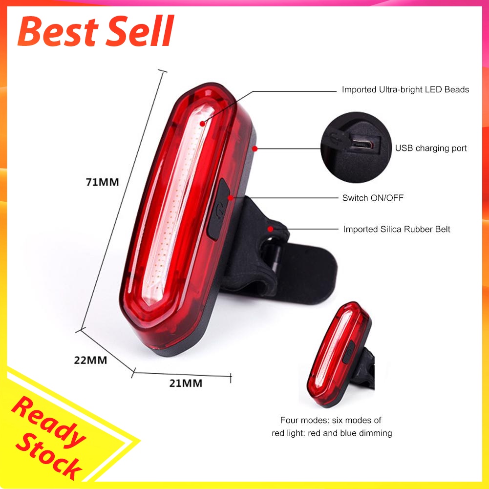 COB LED MTB Bike Rear Warning Lights 120LM Bicycle Taillight (Red Light)