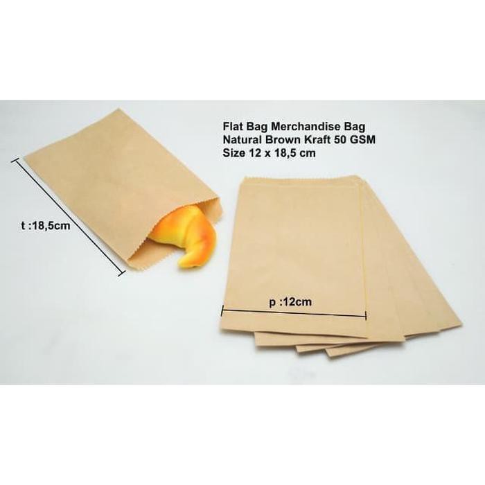 

100pcs Paperbag Flat Kantong Kertas Coklat 12 x 18.5 (XS) Souvenir FC50/2012
