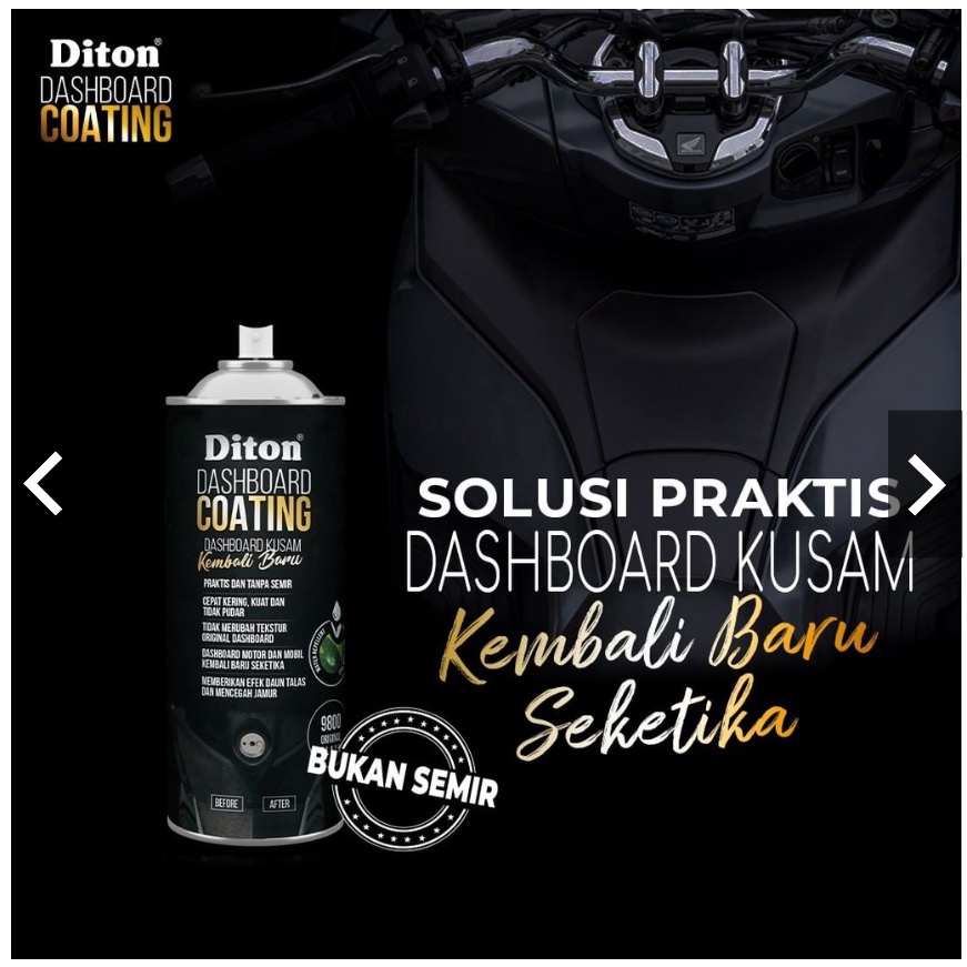 Pilok Pilox DITON Premium Dashboard Coating Pengkilap Motor Mobil Kilap Seperti Baru (Original Black 9800 Original Red 9801 Original Yellow 9802 Original Orange 9803 Original Blue 9804 Original Grey 9805 Original Maroon 9806 Original Brown 9807 (400cc)