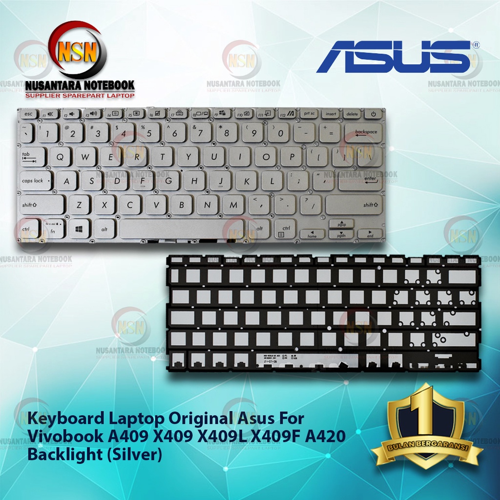 Keyboard Original Laptop Asus For Vivobook A409 X409 X409L X409 Backlight (Silver)