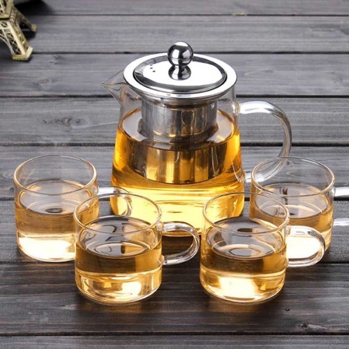 Premium Teko Kaca + Infuser Saringan Teh Kopi Pitcher Teapot 950ml