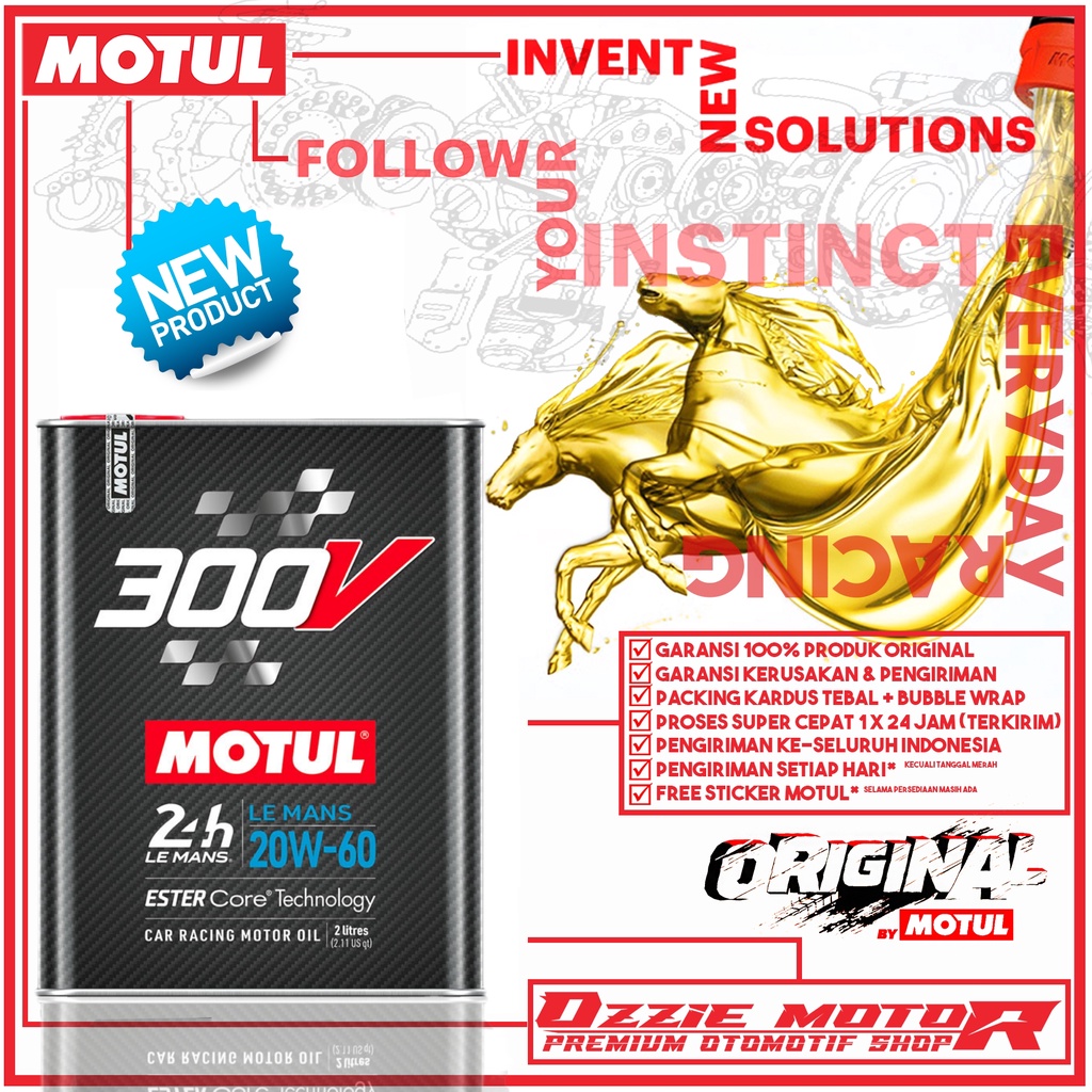 MOTUL 300V LE MANS 20W60 2L OLI MOBIL RACING IMPORT KEMASAN KALENG