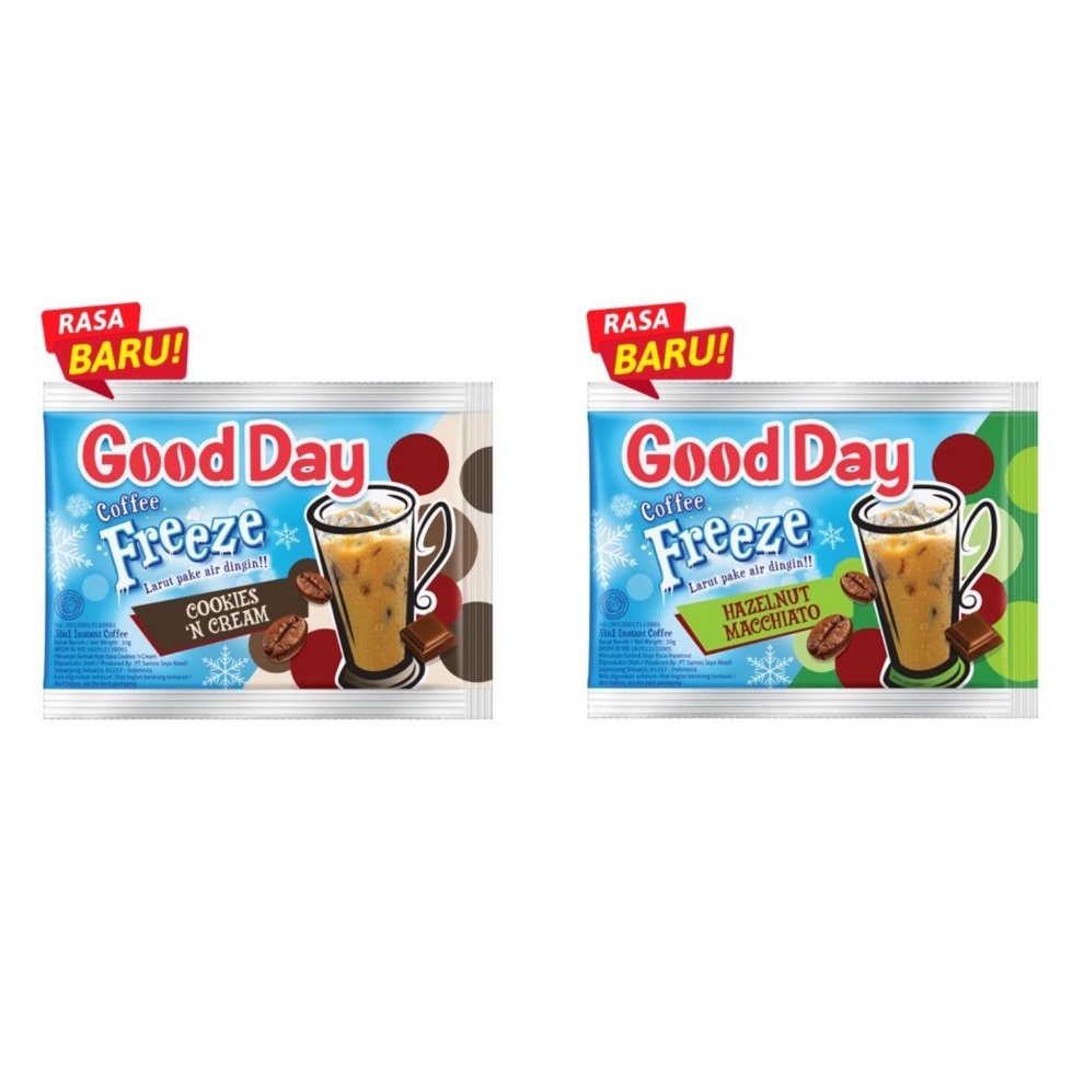 

Kopi Good Day Coffee Freeze Sachet All variant-Per 5 Sachet