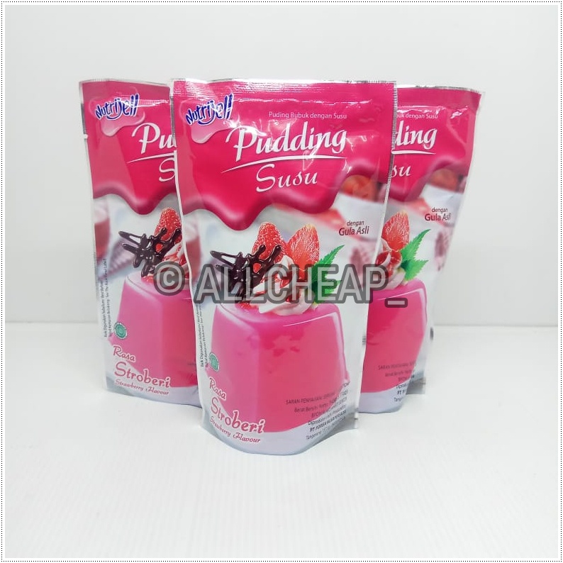 nutrijel PUDING susu rasa strobery STRAWBERRY flavour 145gr (5.11oz)