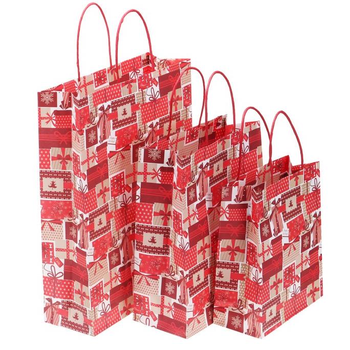 

12PCS/LOT CHRISTMAS KRAFT PAPER BAG SANTA GIFT BAG CANDY BAG DGFXG6563