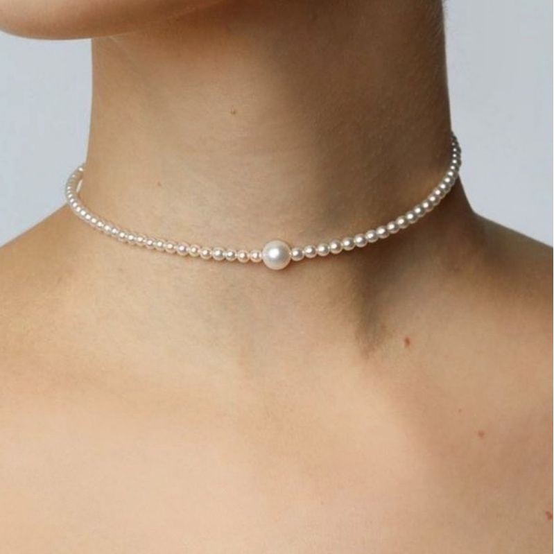 Arielle Pearl Korean Choker Necklace Kalung Korea Mutiara Hiasan Knot Pearl