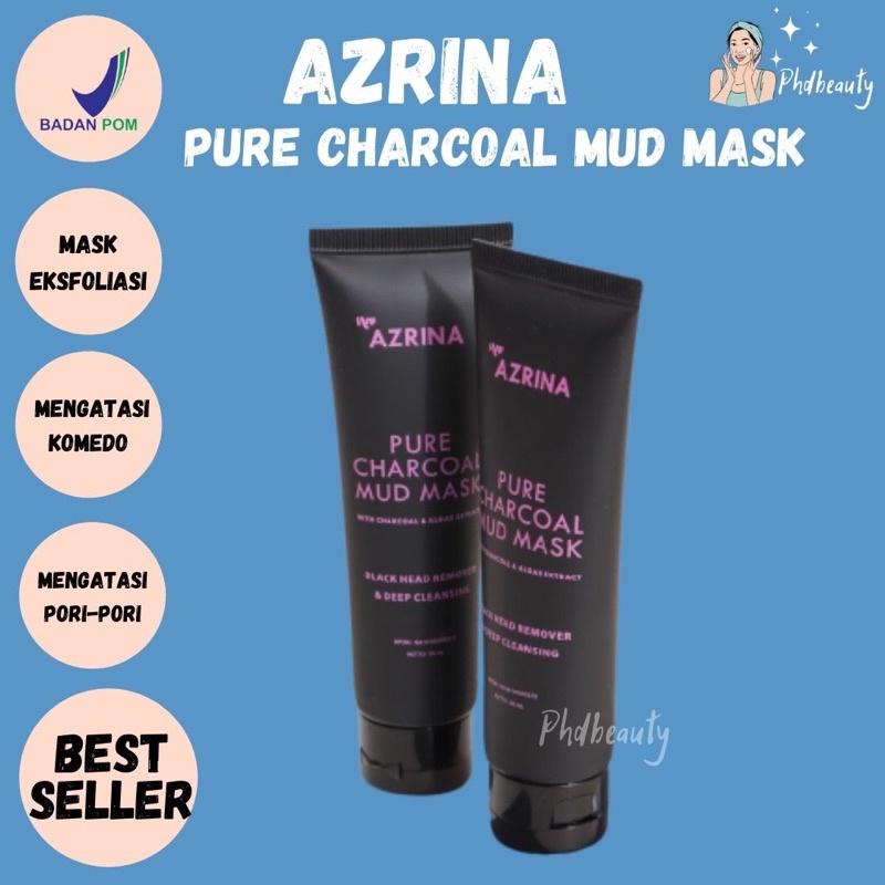 SIAP KIRIM❗️SUPER 2X CHARCOAL❗️AZRINA PURE CHARCOAL MUD MASK / MASKER PENGHILANG KOMEDO / AZRINA SKINCARE / MASKER CHARCOAL AZRINA / AZRINA MASK