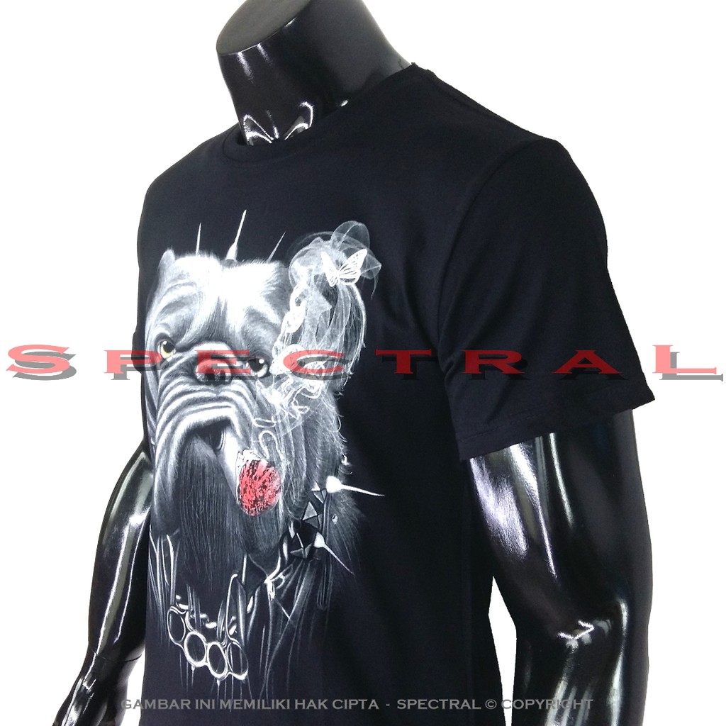 Kaos Distro Anjing Bulldog Merokok T Shirt Pria Baju Pakaian Polos