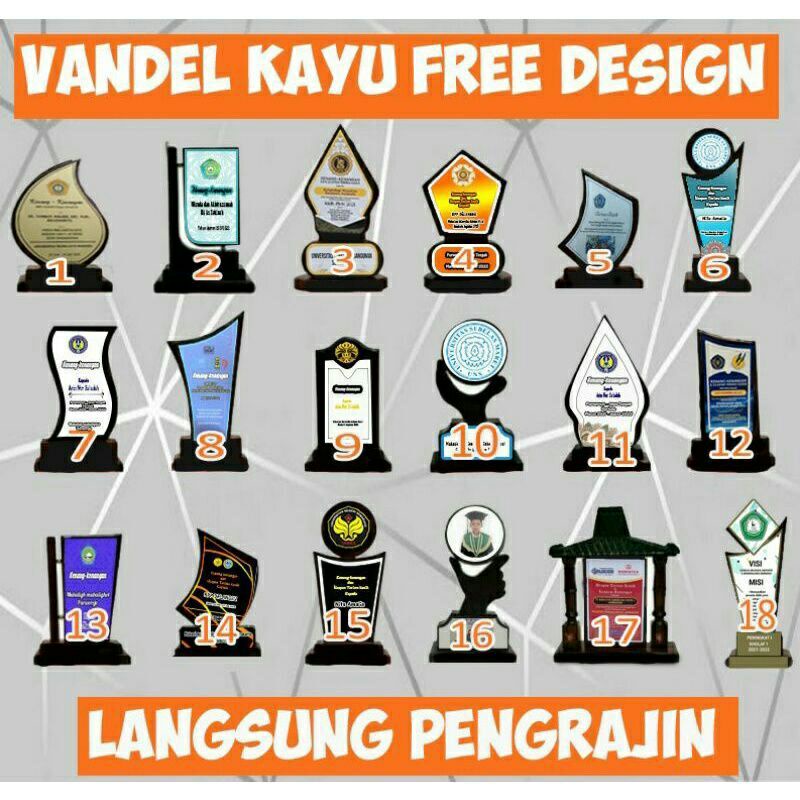 vandel kayu/plakat kayu/piagam kayu stiker pvc
