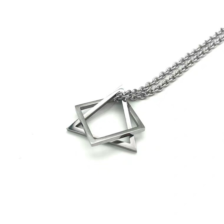 Kalung Rantai Liontin Segitiga Geometris Bahan Titanium Steel Gaya Hip Hop Korea Untuk Wanita