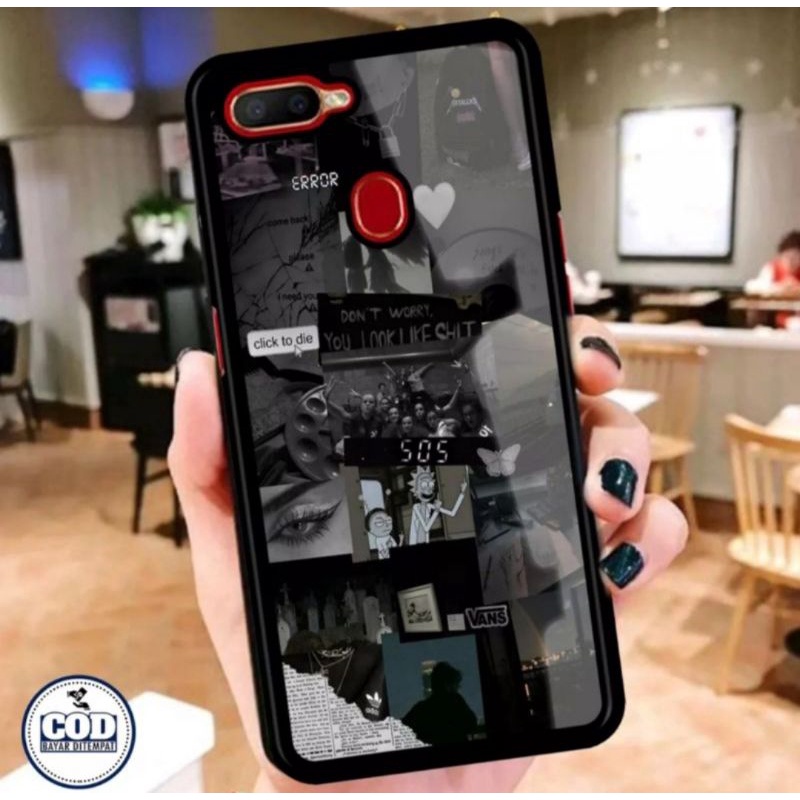 Athan Case Custom Oppo A3s A5s A7 A12 A11k A1k F9 Fashion Aesthetic Black Theme series