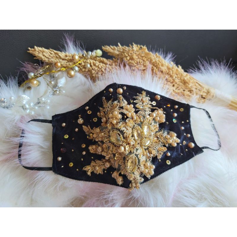 MASKER MEWAH CLEOPATRA SUEDE BROKAT