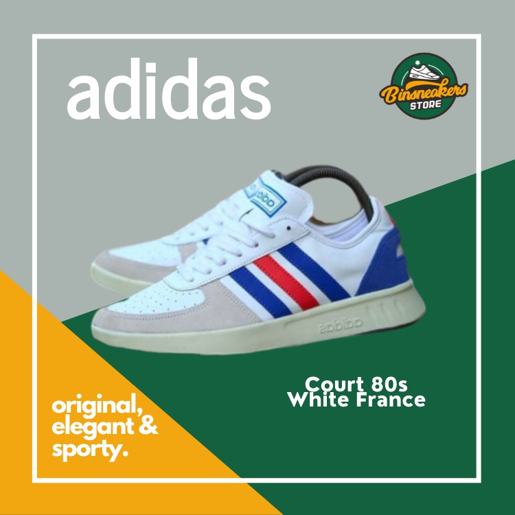 Sepatu Sneakers Adidas Court 80s White France / Sepatu Casual / Sneakers Pria / Sneakers Ori Putih