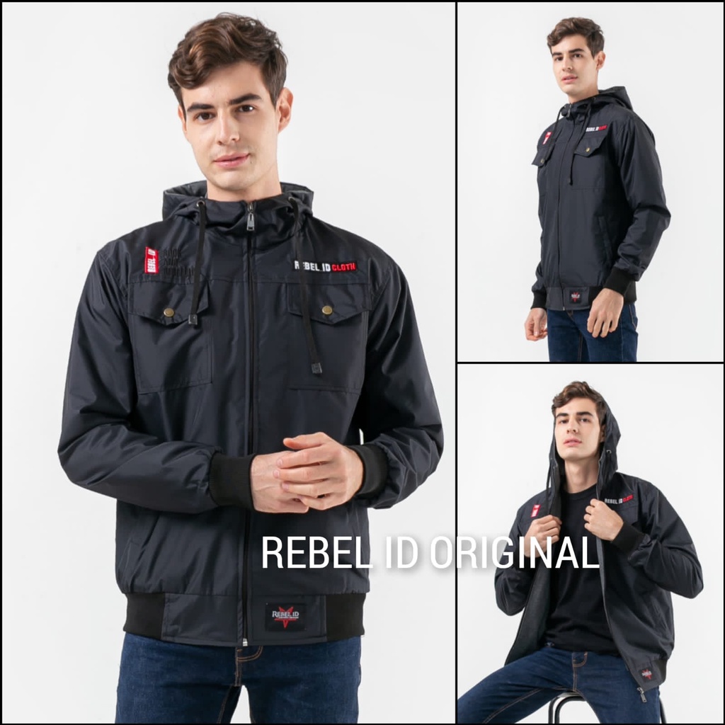 Jaket keren semi parka tahan angin waterproof original rebel id