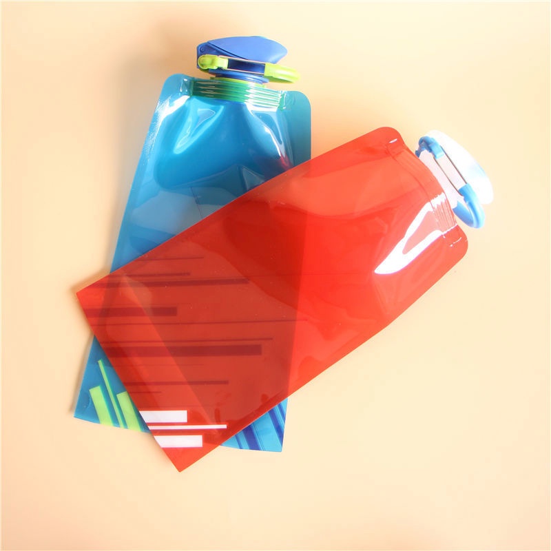 Kantong Air Minum Lipat Portable Anti Bocor Kapasitas 700ml Untuk Outdoor / Olahraga