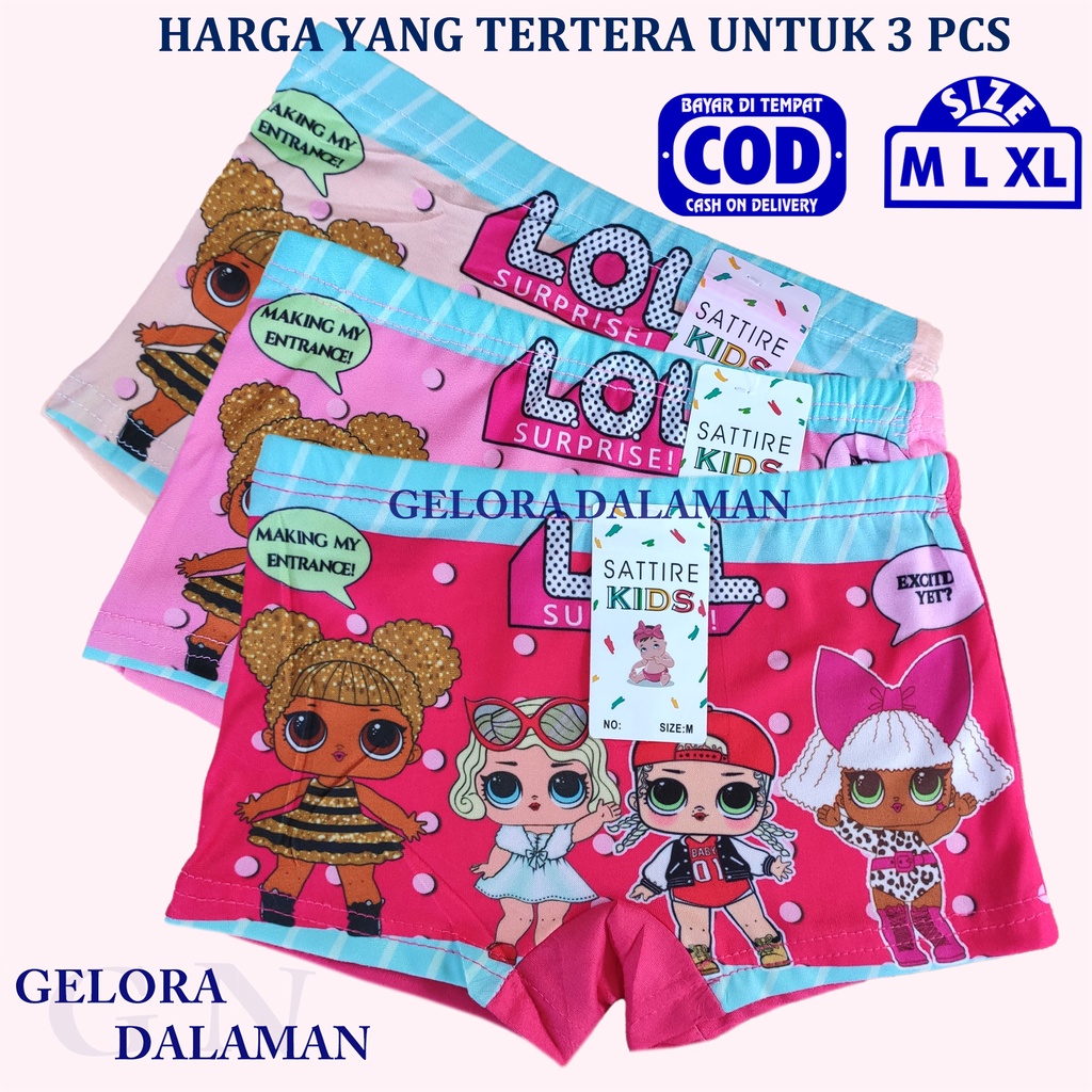 3 Pcs Celana Boxer Anak Perempuan Celana Dalam Pendek Anak Cewek  Gambar