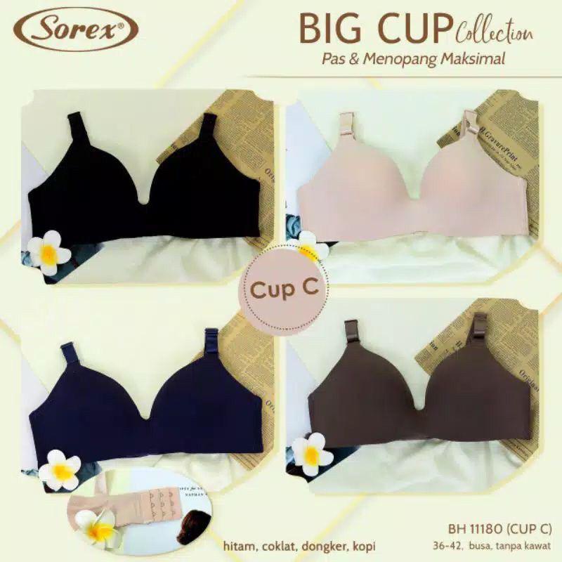 BH BRA SOREX 11180 CUP C JUMBO BESAR BAHAN SEAMLESS LICIN NYAMAN DI PAKAI SEHARI HARI TANPA KAWAT BUSA TIPIS SIZE 36 38 40 42 / ARA98STORE