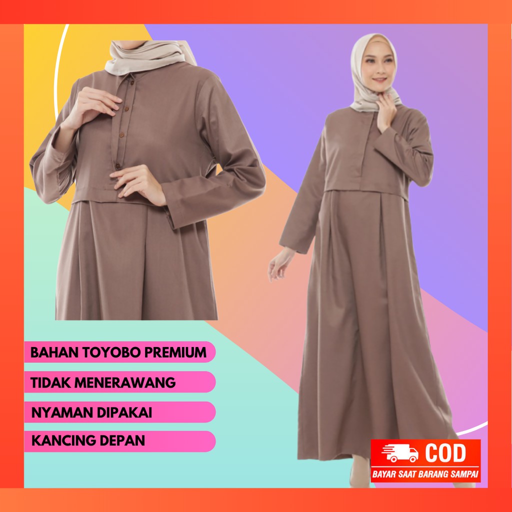 RQ 003 COD Baju Gamis Syari Wanita Terbaru Dress Lebaran 2021 Murah Fashion Wanita Busui Kekinian