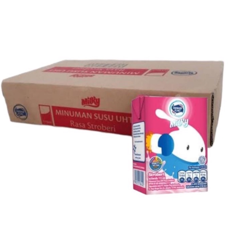 

frisian flag UHT milky cokelat / stroberi isi ( 36 x 115 ml ) per dus