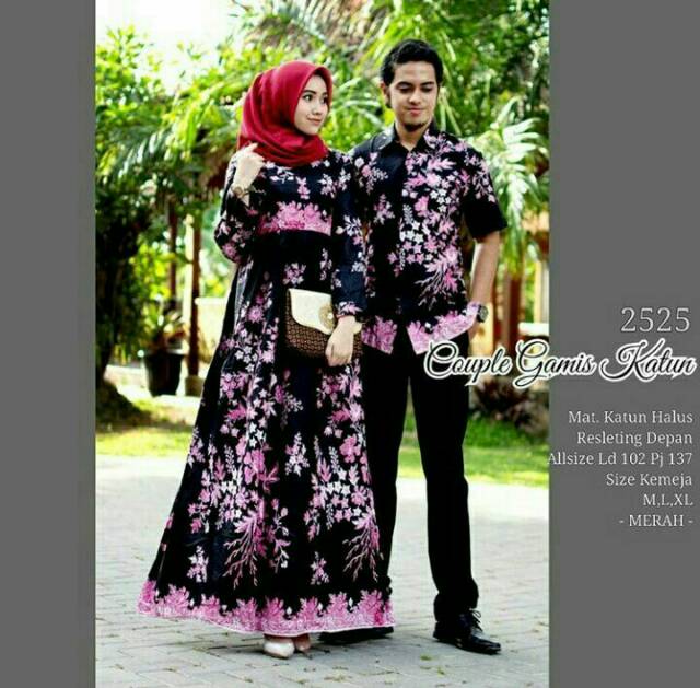 Maura couple - Sania Ruffle Batik Couple gamis Ori Ndoro Jowi DNT