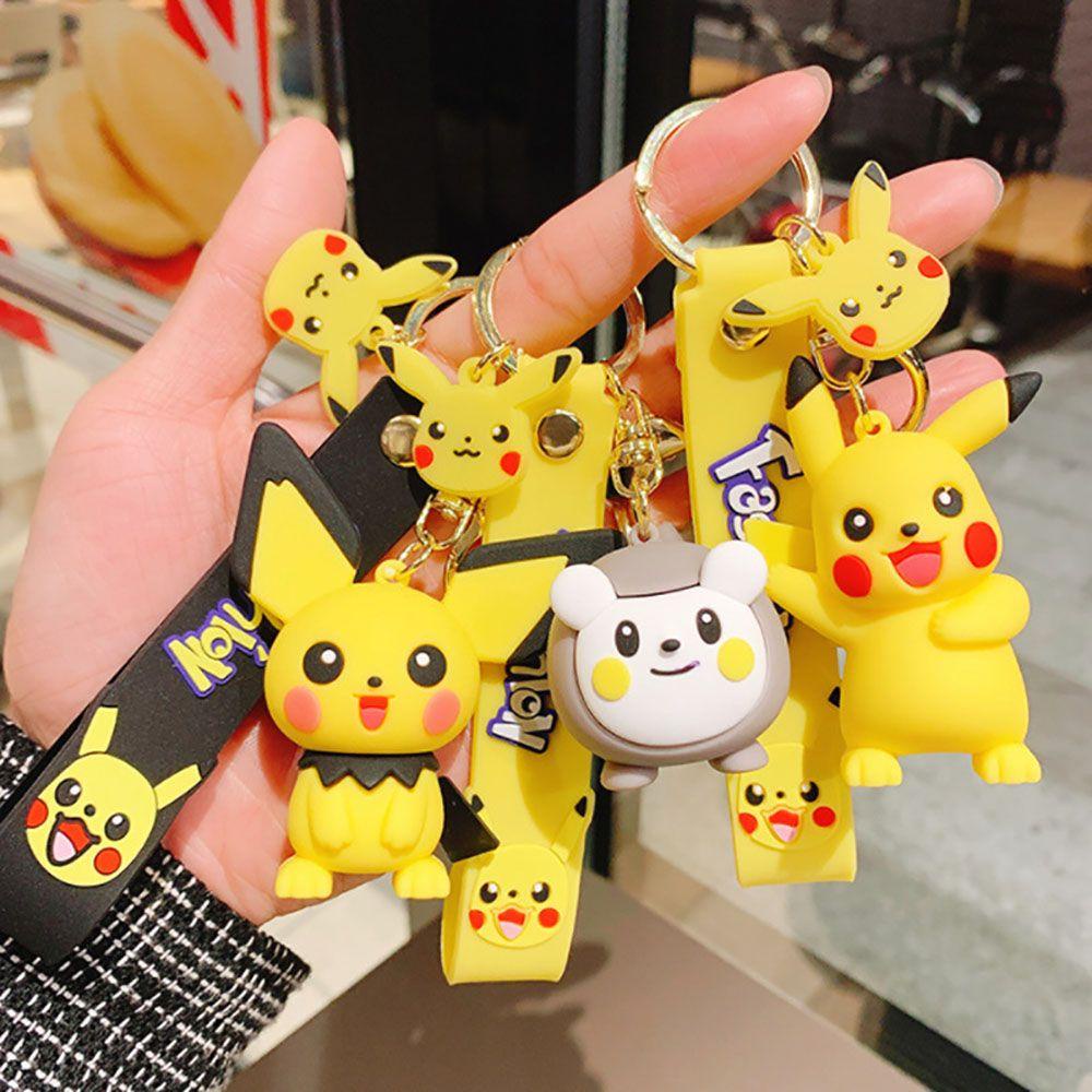 Agustina Kartun Gantungan Kunci Mobil Kunci Tergantung Anak Perempuan Pikachu Hadiah Psyduck Pokémon Action Figure Ransel Liontin Alloy Key Lanyard