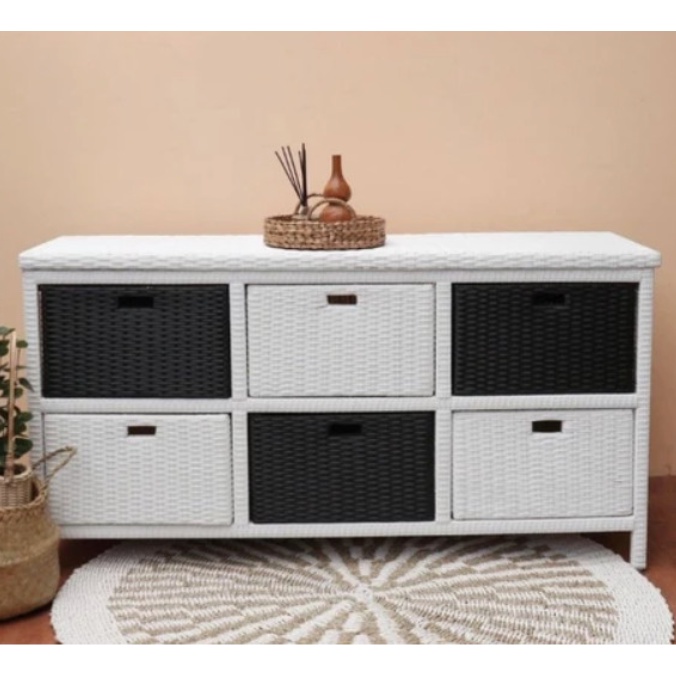 Rak box Lemari Rotan Sintetis Enam Box
