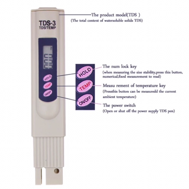 TDS Meter, TDS-3 Tester, Alat Ukur Hidroponik / Aquaponik