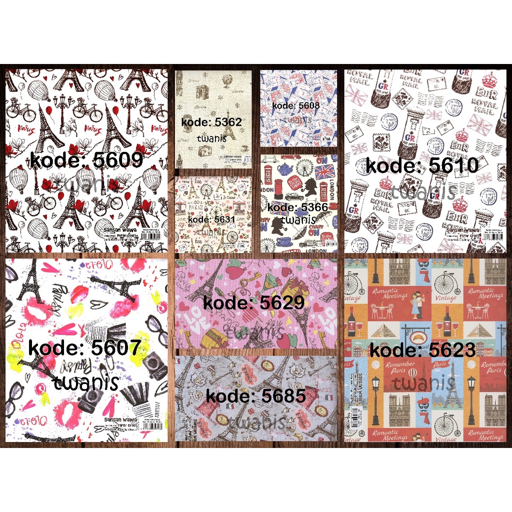 

KERTAS KADO VINTAGE PARIS LONDON SANWA ISI 25 LEMBAR BOLEH PILIH MOTIF
