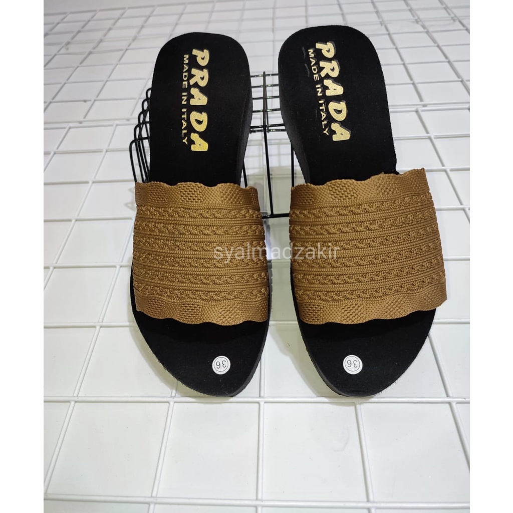 SANDAL WEDGES WANITA RAJUT POLOS NEW 2022