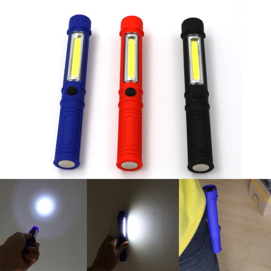 Senter LED 3 in 1 Magnet COB Chip On Board Camping Baca Plasma AAA x 3