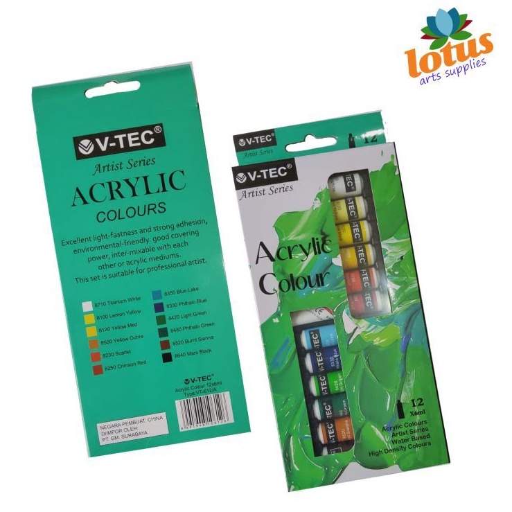 

HJK V-Tec Acrylic Colour Set 12 Warna X 6Ml Tube