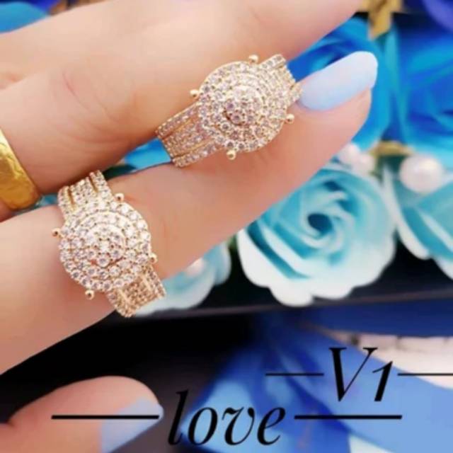 PROMO TERMURAH Set Perhiasan Lapis Emas Xuping CincinMewah Modern 1 Pcs Cantik XT0035 Titanium Laris