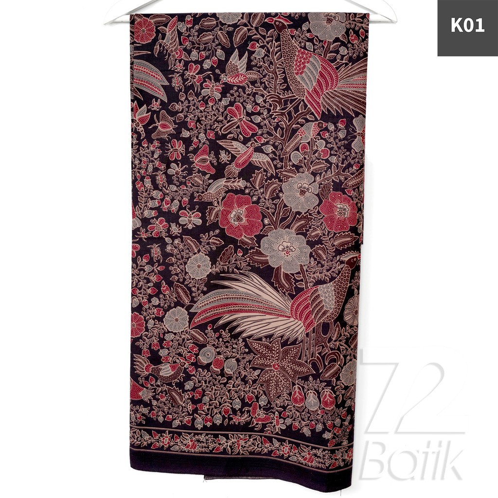 KAIN BATIK PREMIUM Bahan Katun Motif Burung Kembang Warna Hitam Black Ireng Coklat 729146 Cap 72 Jarik Jarit Samping Kebat Panjang Batik Katun Modern Premium Bahan Seragam Batik Pernikahan Kantor Keluarga Murah Kamen Jadi Batik Bali Lembaran