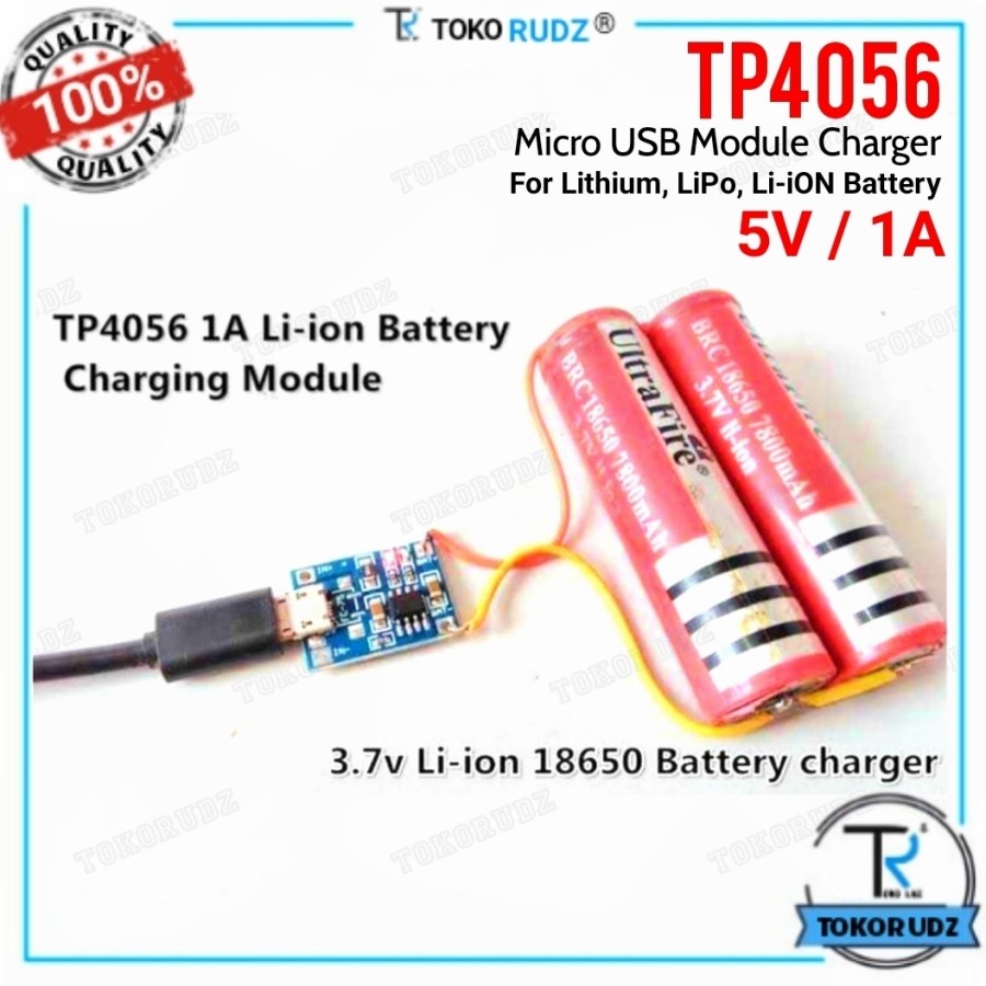 TP4056 Modul Micro USB Charger 5V 1A Batre Lithium Baterai TP4056E