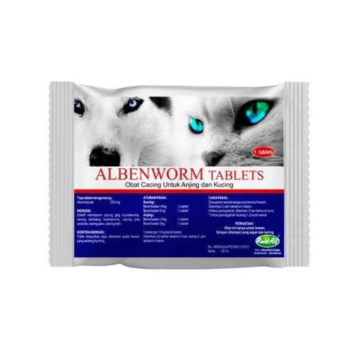 Obat Cacing Kucing Anjing Albenworm Tablet