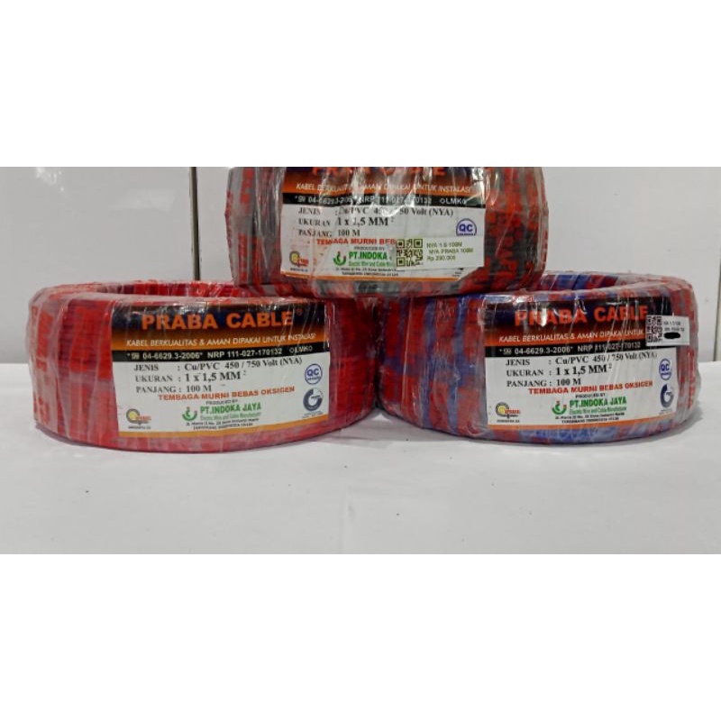 kabel praba NYA 1x1.5+50m dan 1x1.5+100m tungal